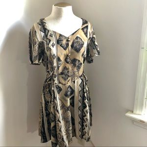 Vintage Earthy Abstract Romper with Flutter Sleeve